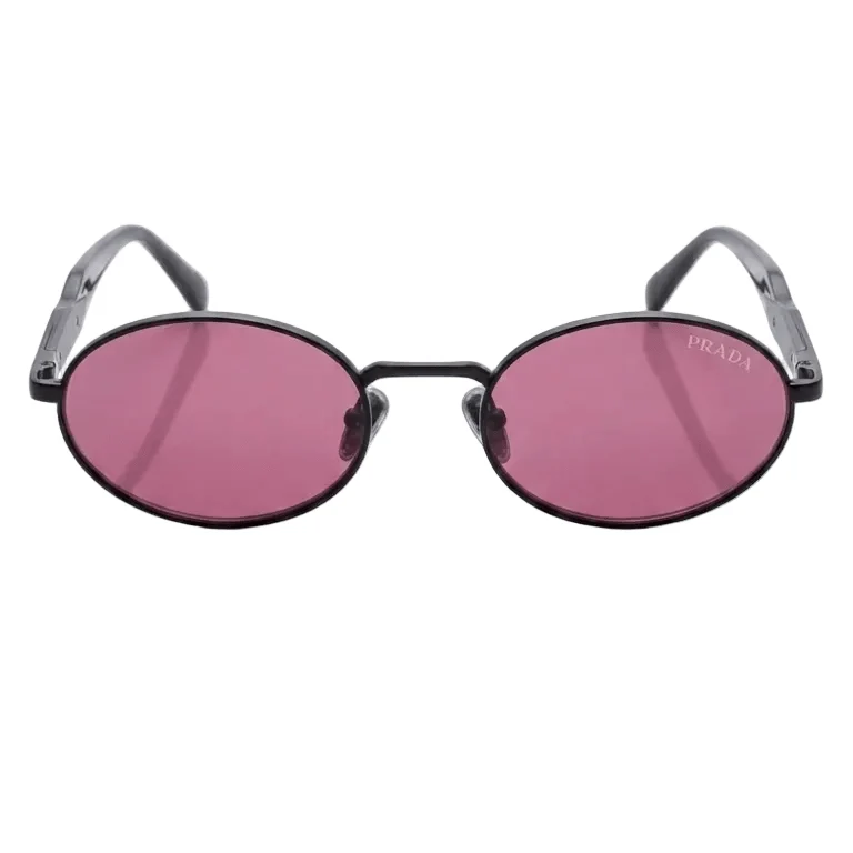 Prada Oval-Shaped Sunglasses In Black With Bink Lenses
