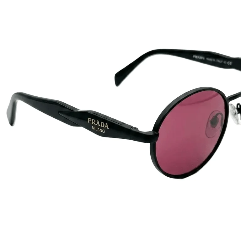 Prada Oval-Shaped Sunglasses In Black With Bink Lenses - Image 2