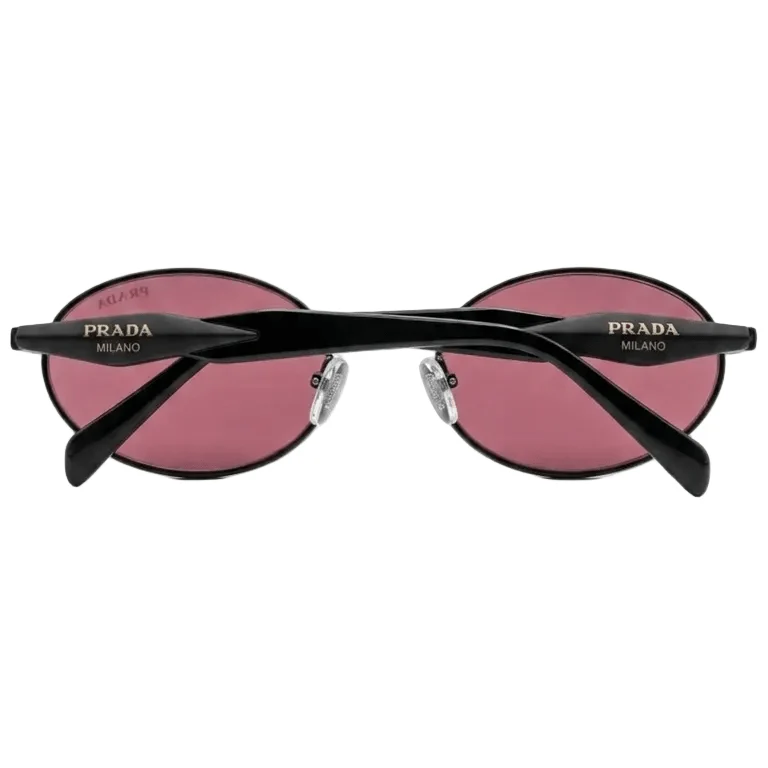 Prada Oval-Shaped Sunglasses In Black With Bink Lenses - Image 3