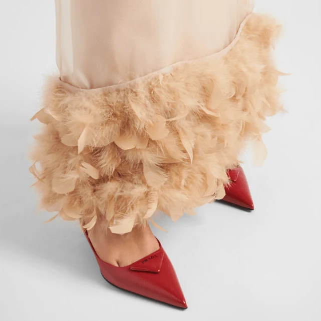 Prada Saffiano Patent Leather Slingback Pumps Cherry Red 75mm - Image 3