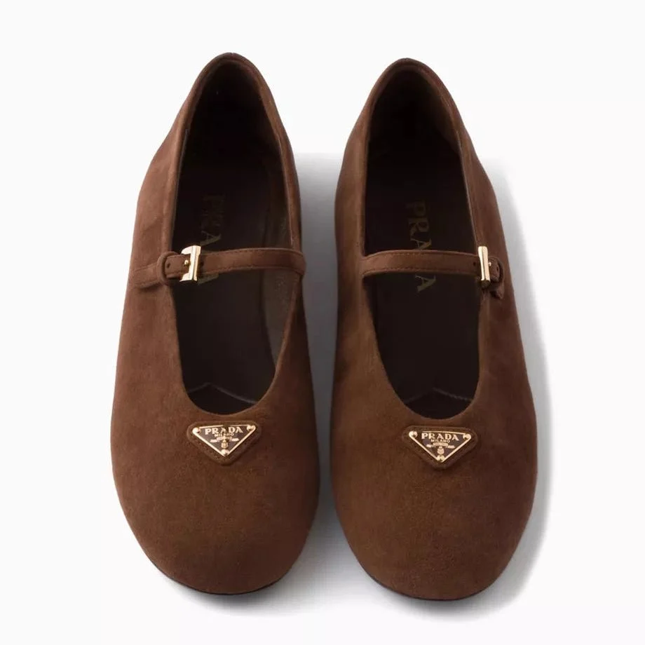 Prada Suede Ballerinas For Women - Brown - Image 2