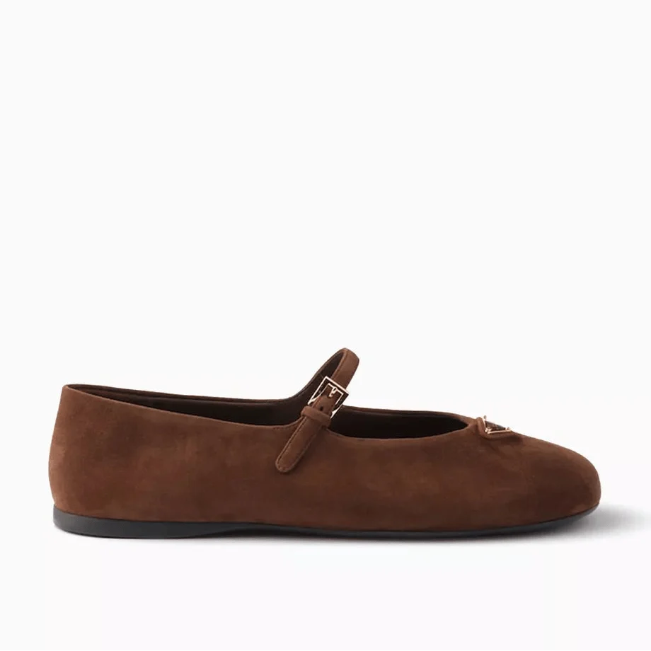Prada Suede Ballerinas For Women - Brown - Image 4