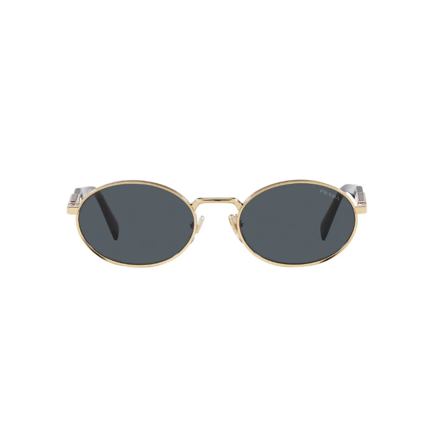 Prada Vintage-Inspired Gold Oval Sunglasses With Black Lenses
