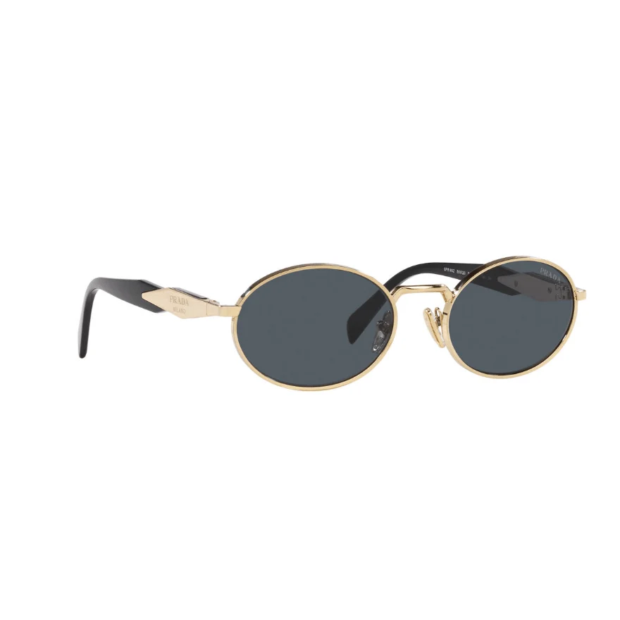 Prada Vintage-Inspired Gold Oval Sunglasses With Black Lenses - Image 2