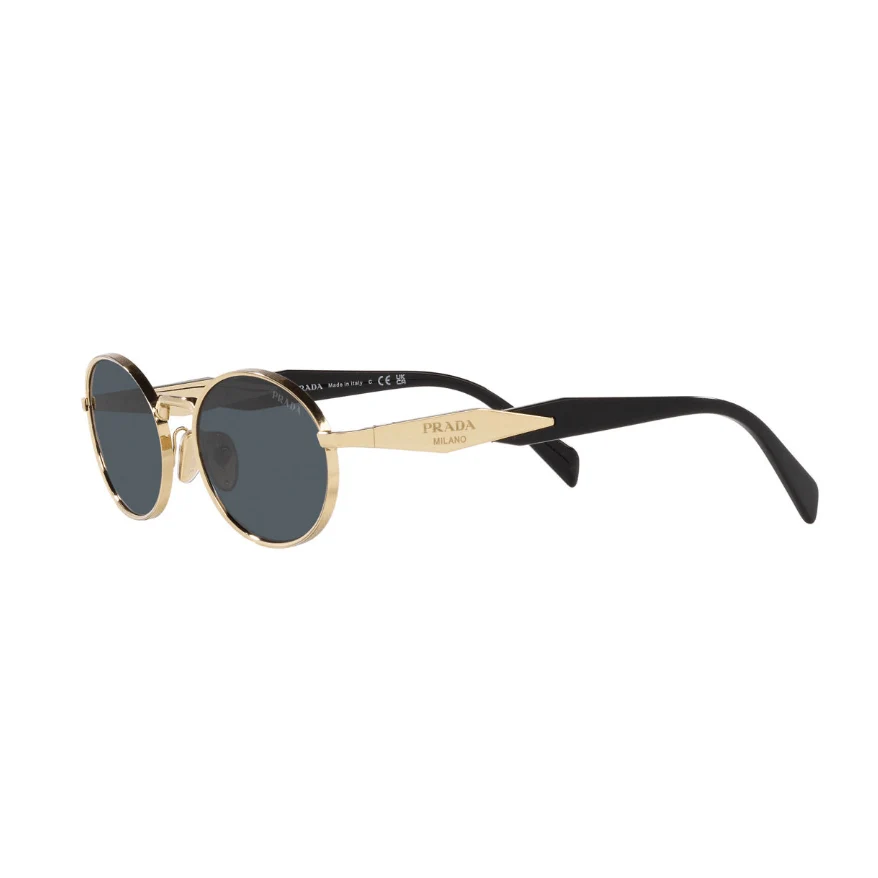 Prada Vintage-Inspired Gold Oval Sunglasses With Black Lenses - Image 3