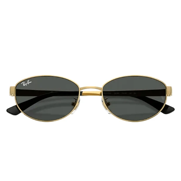 Ray-Ban Sunglasses Oval Polished Arista Gold Metal - Image 5