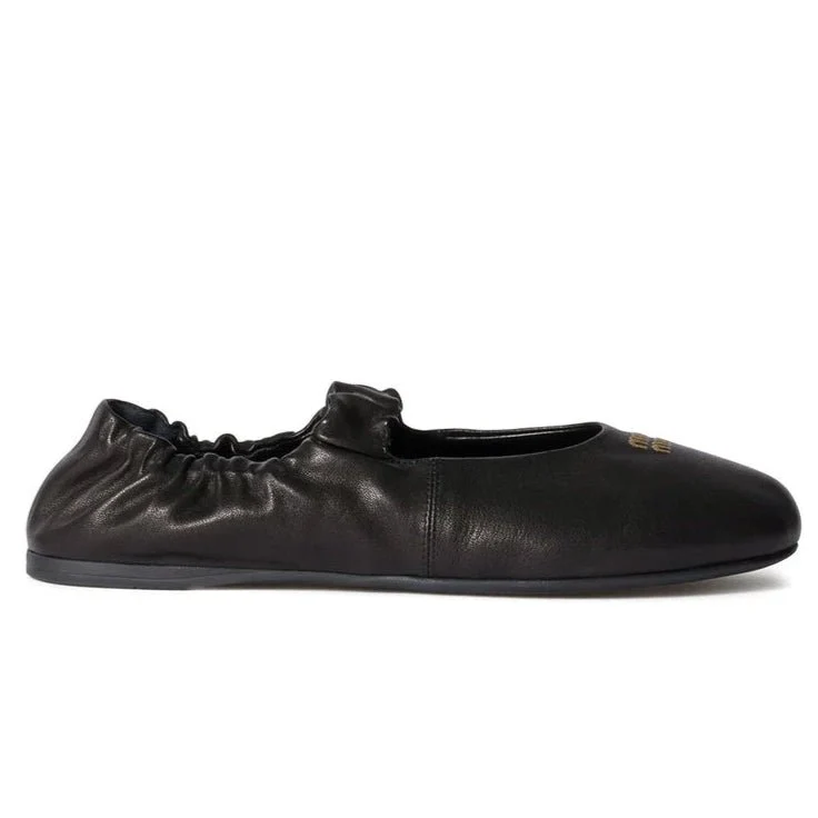 Miu Miu Ruches Nappa Leather Ballerinas - Image 4