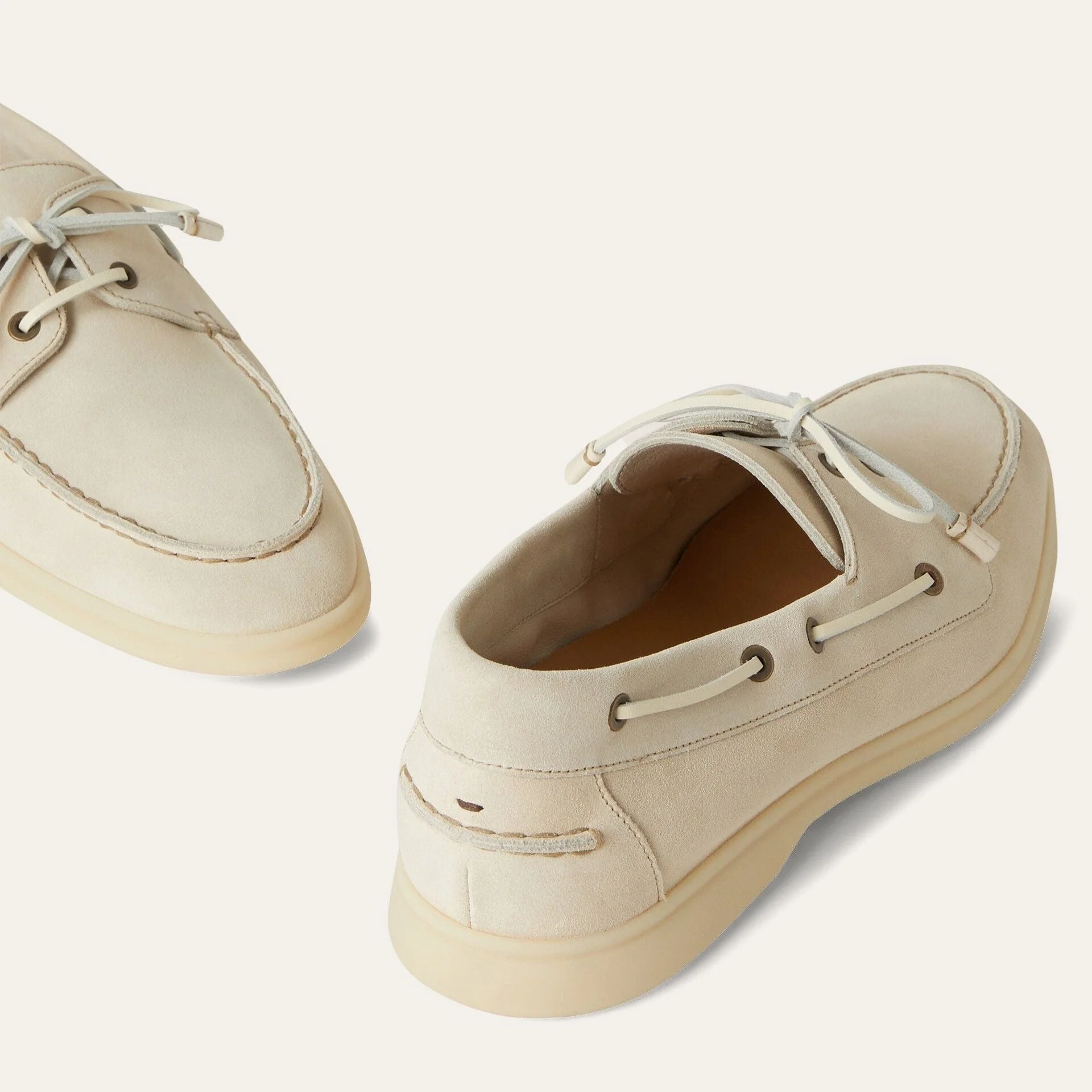Loro Piana Men's White Sea-Sail Walk Suede Boat Shoe - Image 2