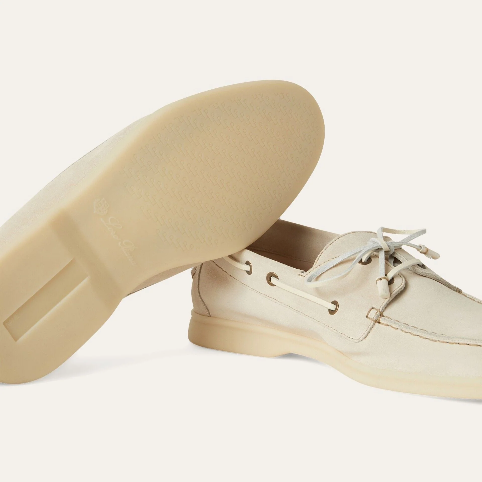 Loro Piana Men's White Sea-Sail Walk Suede Boat Shoe - Image 3