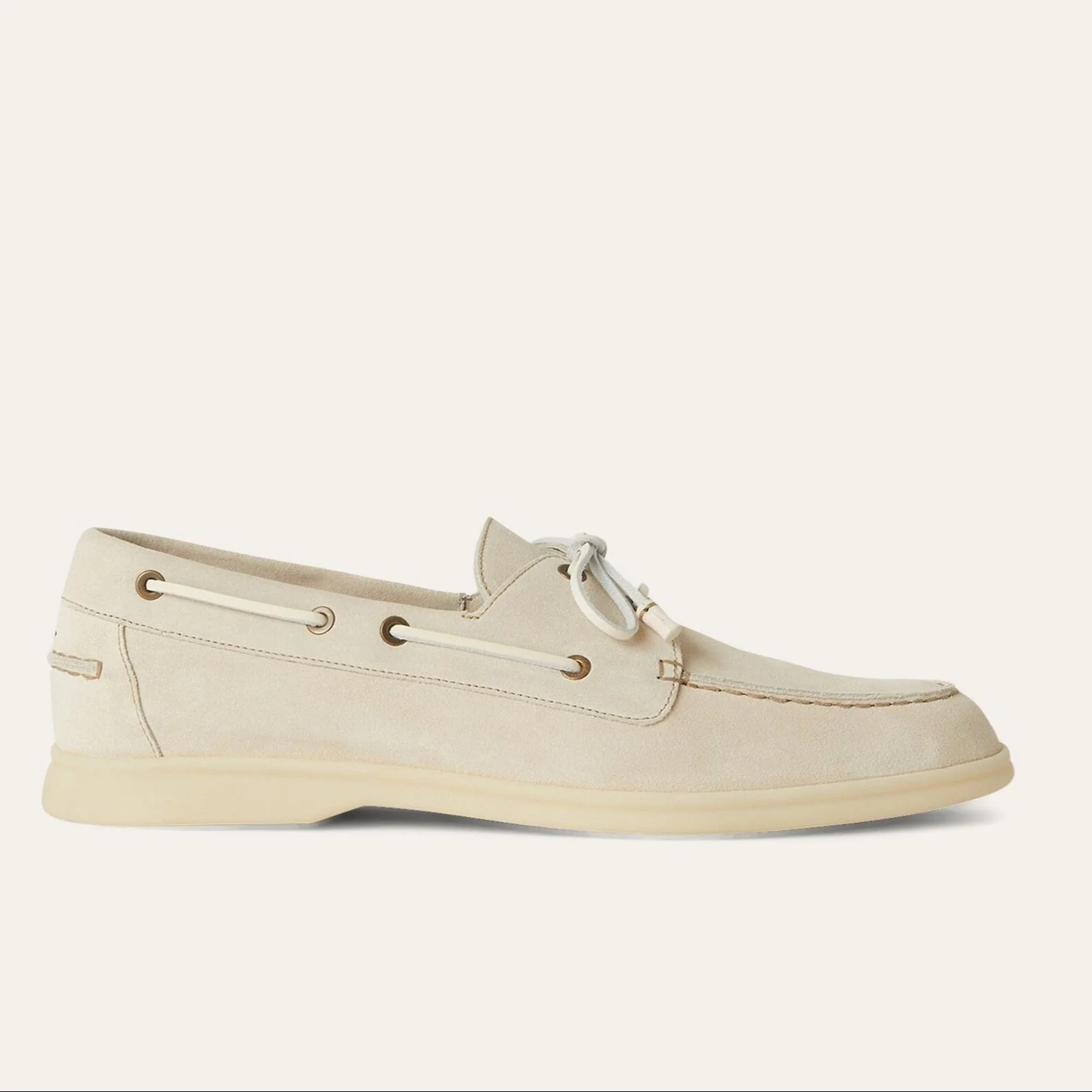 Loro Piana Men's White Sea-Sail Walk Suede Boat Shoe - Image 4
