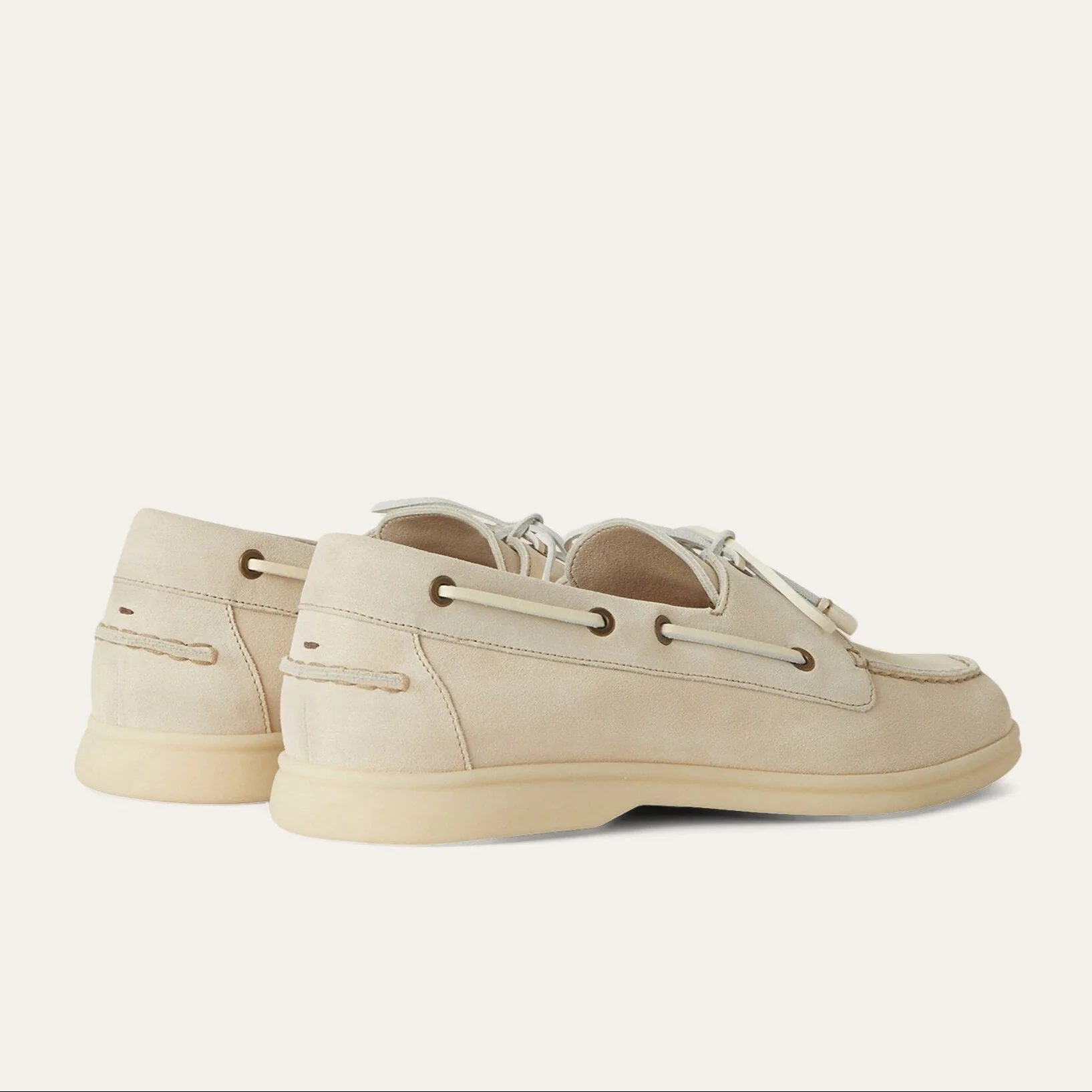 Loro Piana Men's White Sea-Sail Walk Suede Boat Shoe - Image 5