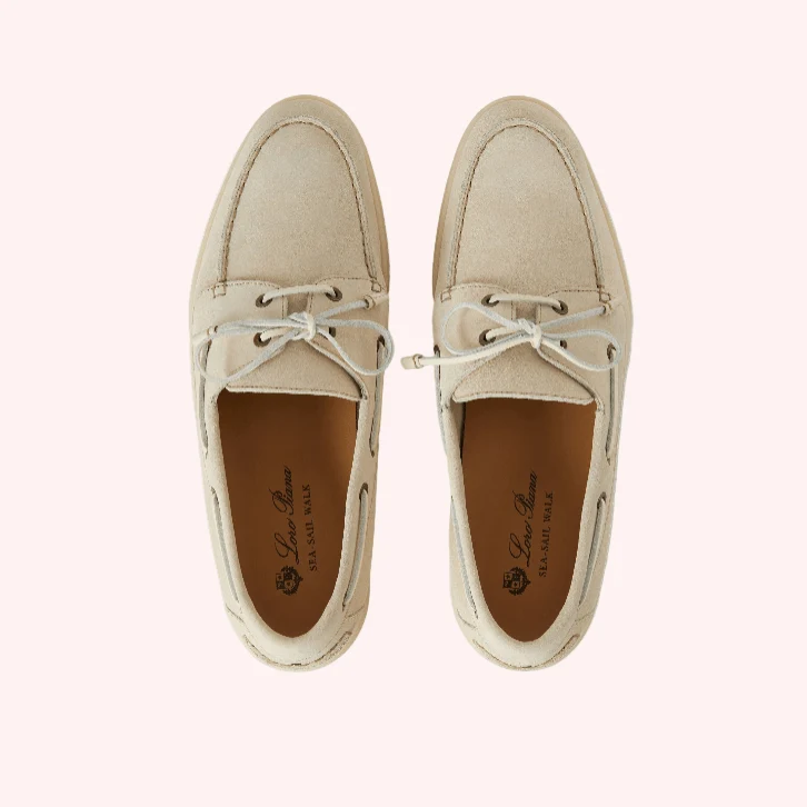 Loro Piana Men's White Sea-Sail Walk Suede Boat Shoe - Image 6