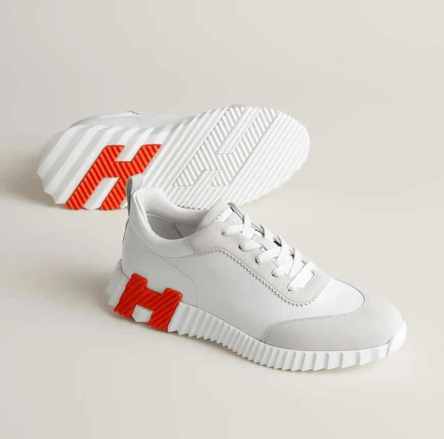 Hermès Sneakers Bouncing White With Orange Accent - Image 2