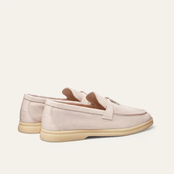 Loro Piana Summer Charms Walk Whisper Pink Loafer Suede - Image 3