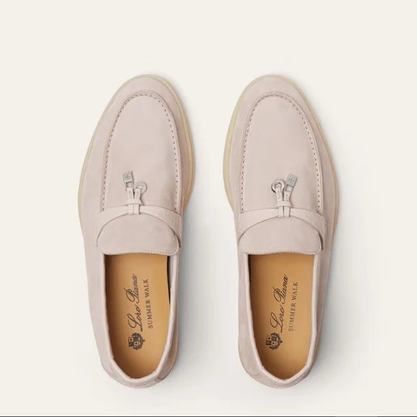 Loro Piana Summer Charms Walk Whisper Pink Loafer Suede - Image 5