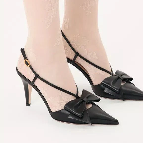 Valentino Bowow Slingback Pumps In leather 85mm - Image 6