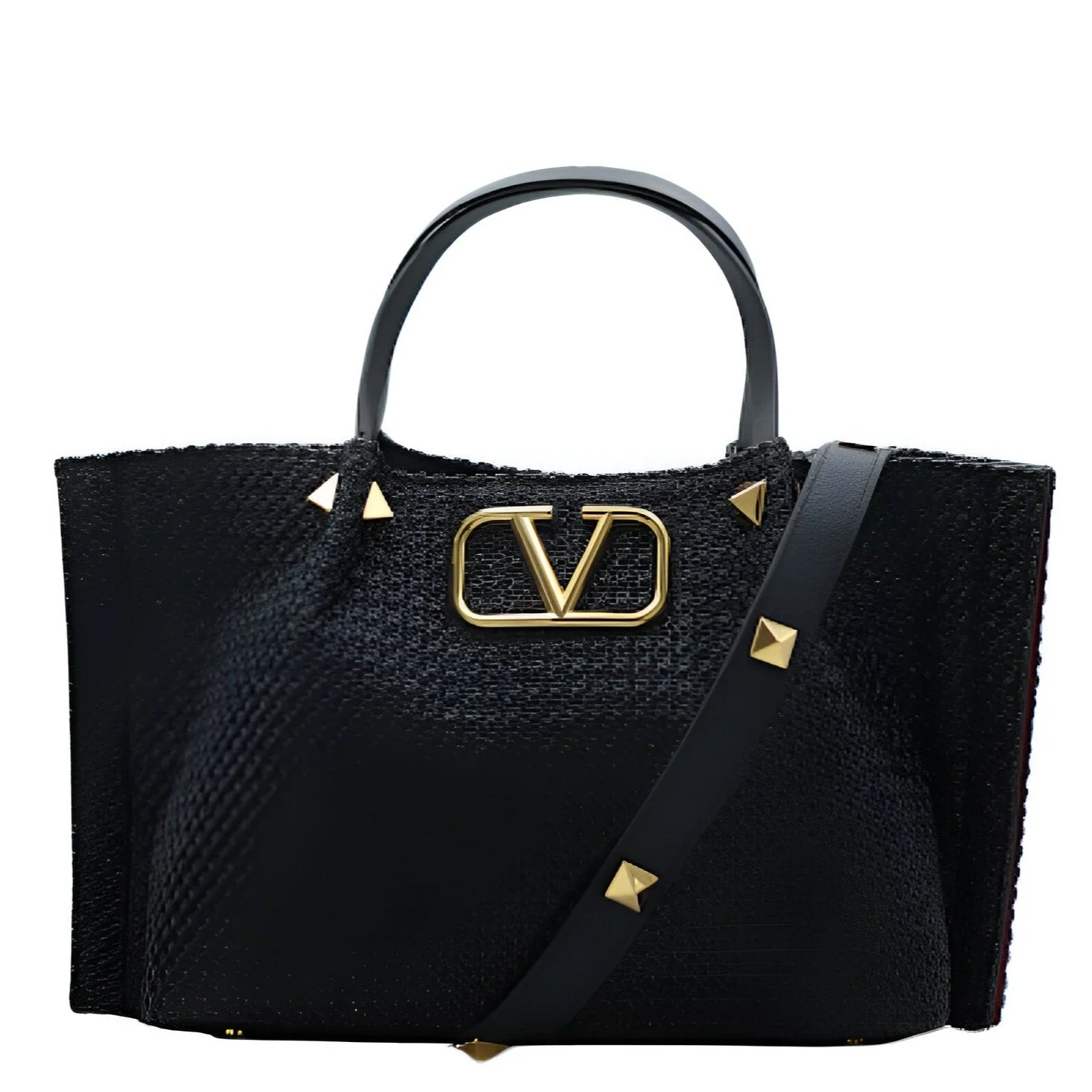Valentino Garavani Medium Straw Summer Tote Natural Shopper Black - Image 5