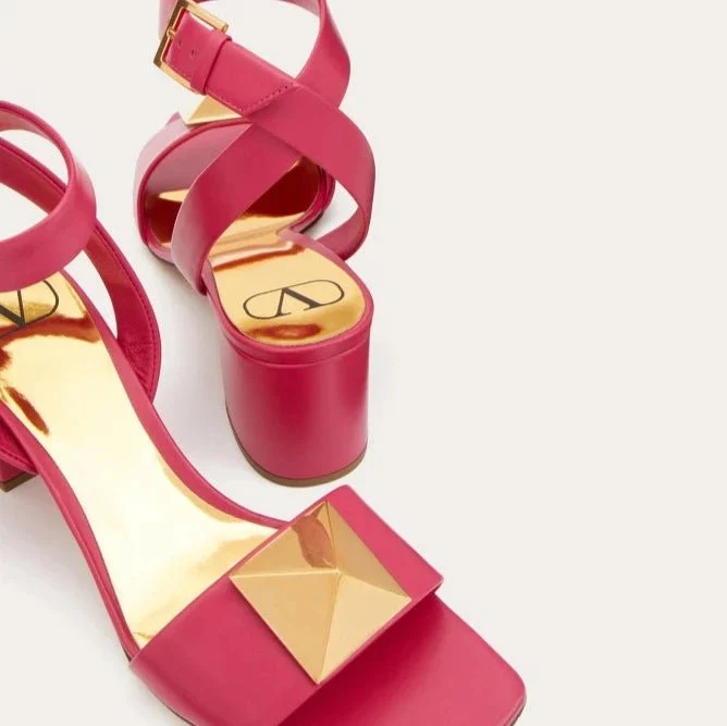 Valentino Garavani One Stud Calfskin Sandals Blossom - Image 5