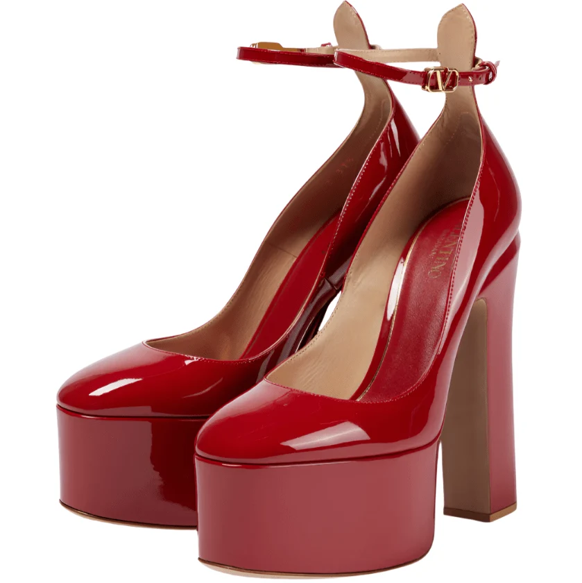 Valentino Garavani Tan-Go Platform Pumps Burgundy Patent Leather - Image 3