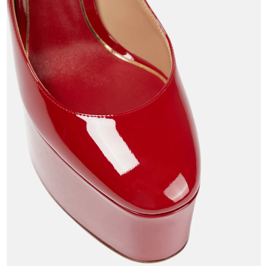 Valentino Garavani Tan-Go Platform Pumps Burgundy Patent Leather - Image 6