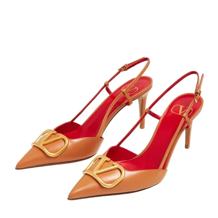 Valentino Garavani VLogo Signature Slingback Pumps For Women - Brown - Image 2