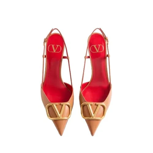 Valentino Garavani VLogo Signature Slingback Pumps For Women - Brown - Image 3