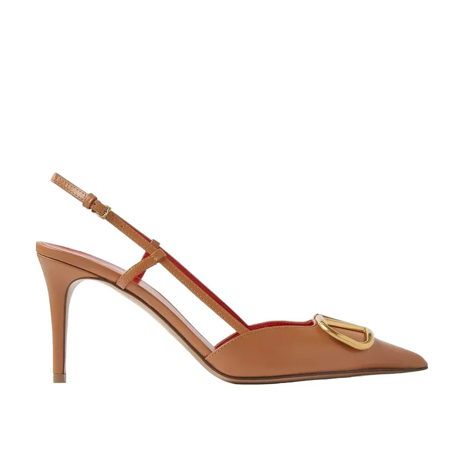 Valentino Garavani VLogo Signature Slingback Pumps For Women - Brown - Image 8