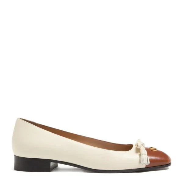 Valentino Off-White Brown Leather Toe Cap Tassel Detailing - Image 2