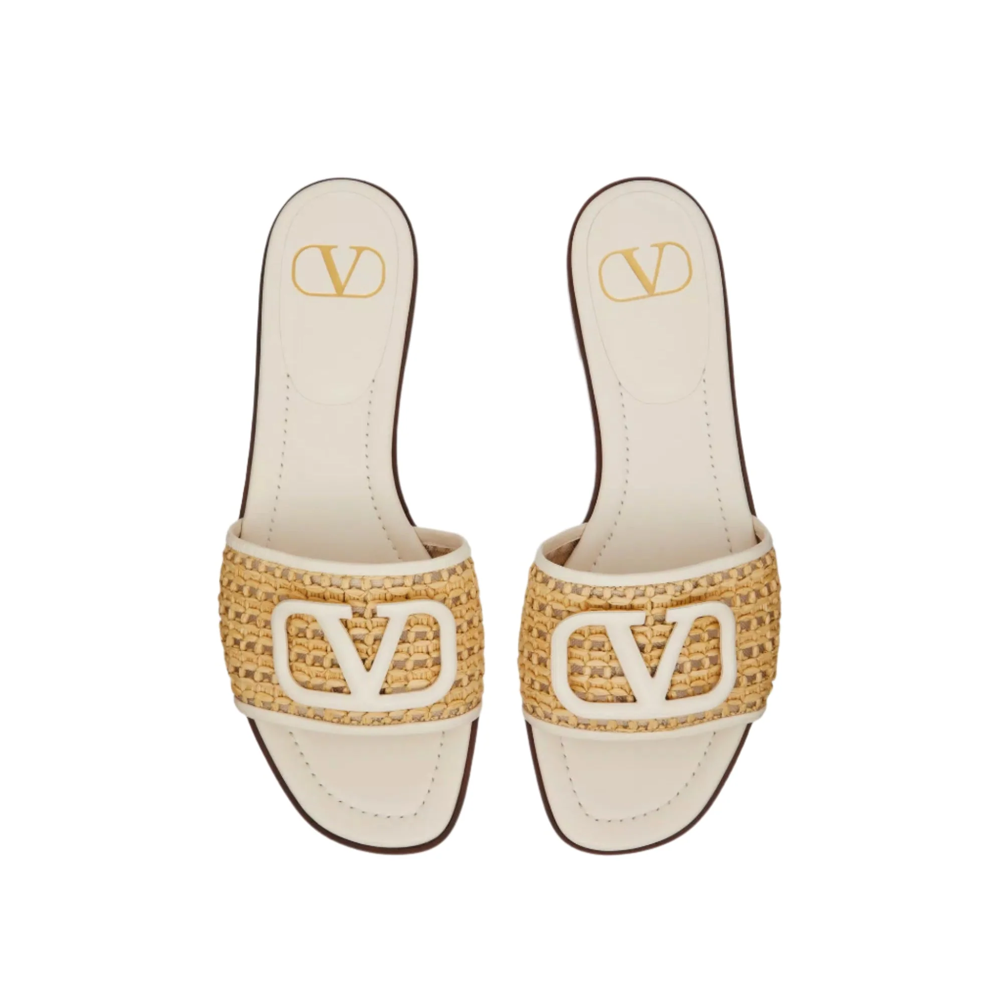 Valentino V Logo 80mm Woven Raffia Slide Slipper - Image 3