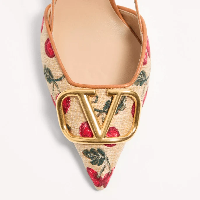 Valentino Vlogo Signature Slingback Pumps In Cherryfic Pattern 80mm - Image 2