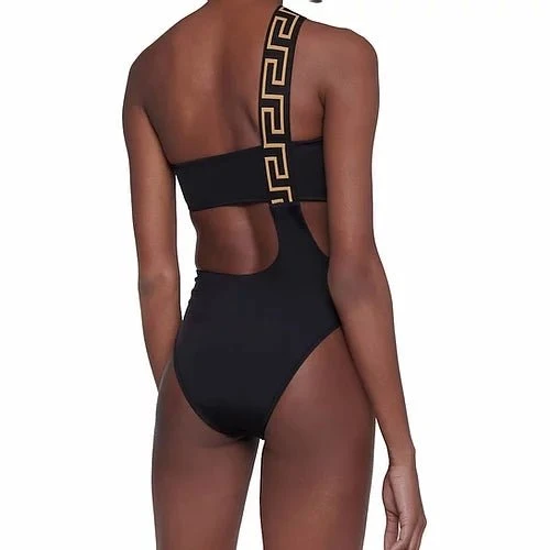 Versace Black Greca Border Cut-Out Swimsuit - Image 3