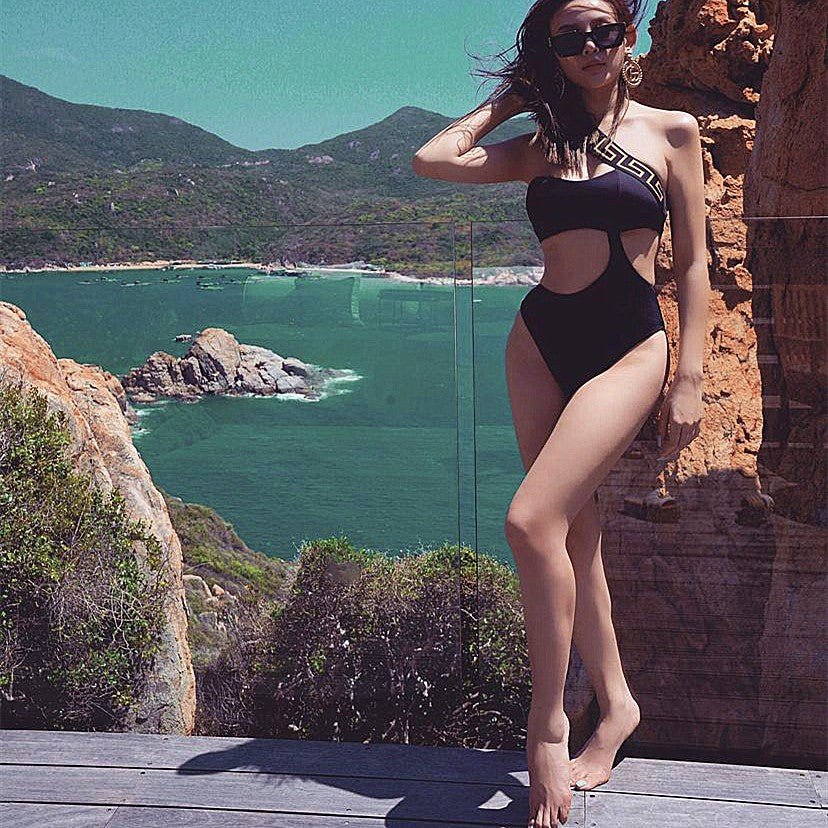 Versace Black Greca Border Cut-Out Swimsuit - Image 7