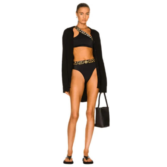 Versace Greca Border One Shoulder Bikini Top - Image 5
