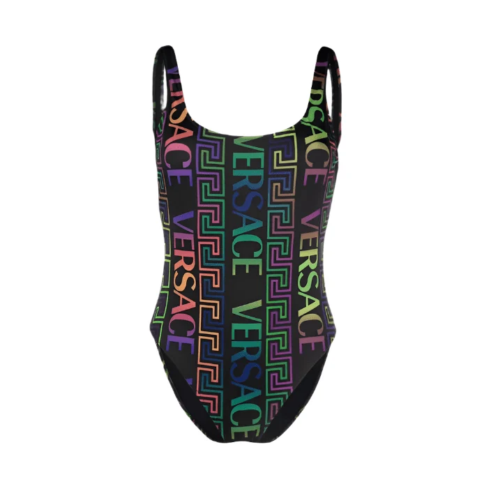 Versace Greca Neon-Print One-Piece Swimsuit - Image 6