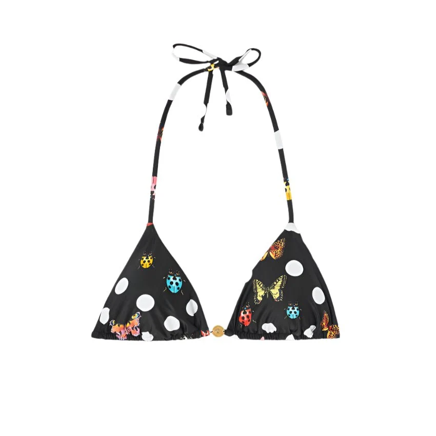 Versace Women's Dot Ladybug Triangle Bikini in Black - Image 3