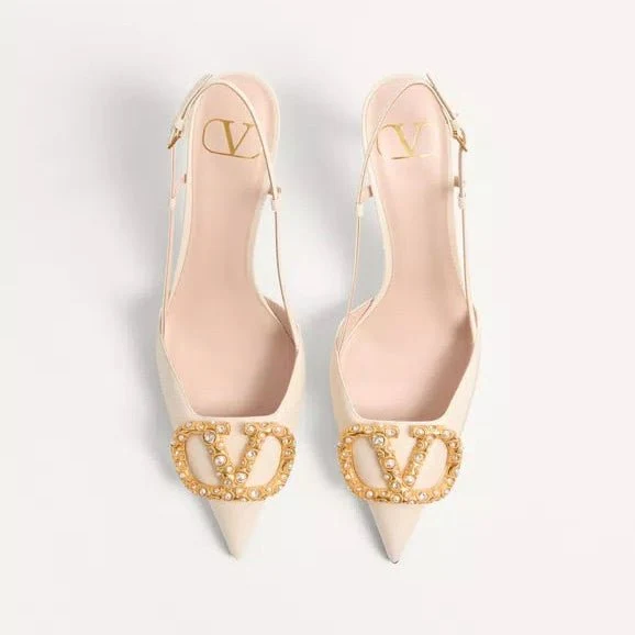 Valentino Vlogo Signature Slingback Leather Pump With Jewel Logo - Image 3