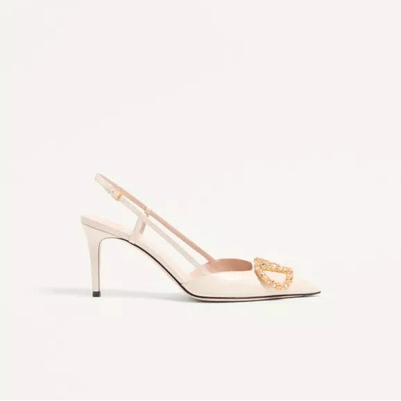 Valentino Vlogo Signature Slingback Leather Pump With Jewel Logo - Image 4