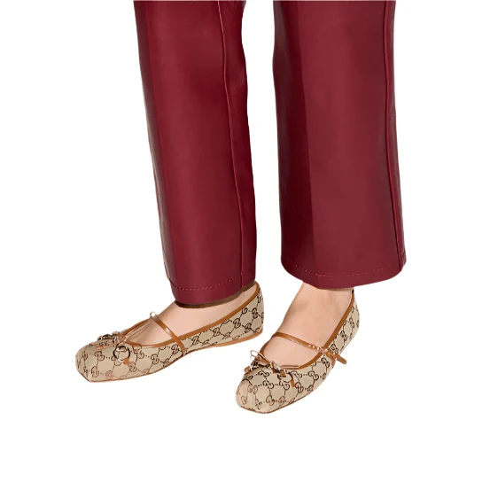 Women's Gucci Horsebit Ballet Flat Beige and Dark Brown GG Canvas - Image 4
