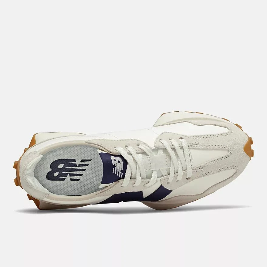 New Balance White/Navy Blue 327 Trainers - Image 4