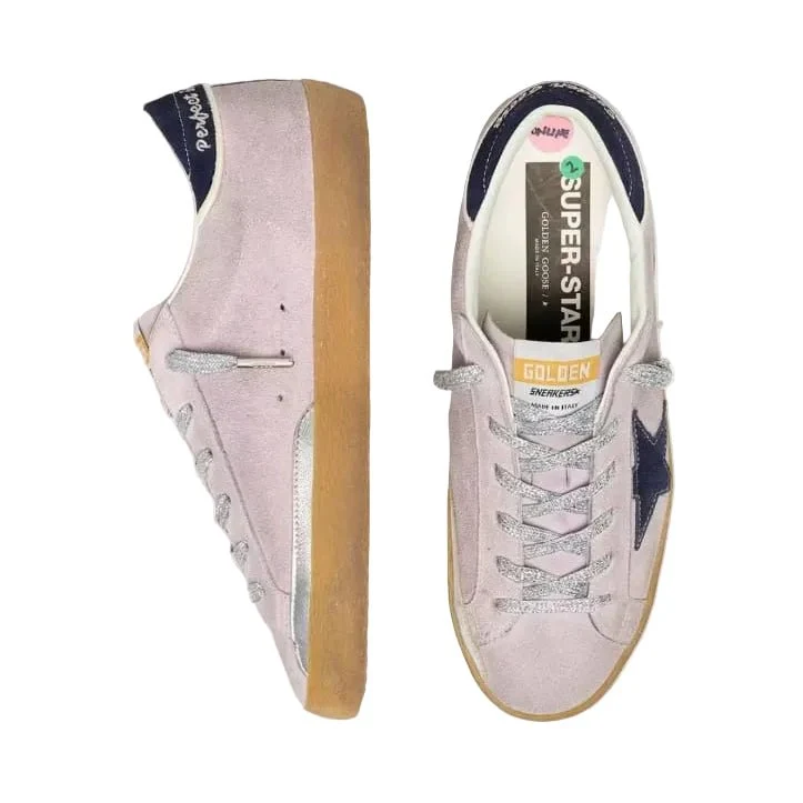 Golden Goose Women's Super-Star in Lilac Suede With Midnight Blue Suede - Image 5