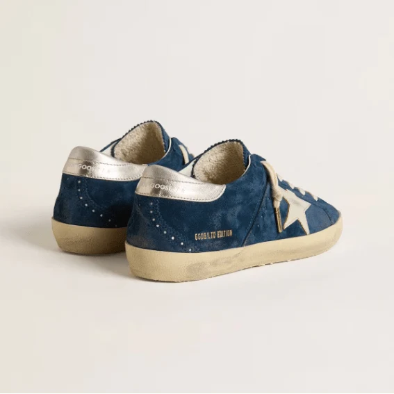 Women's Super-Star LTD in Blue Suede With White Star - Image 2
