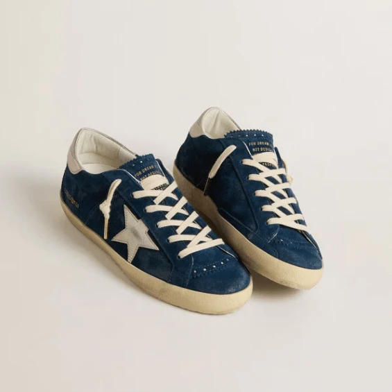 Women's Super-Star LTD in Blue Suede With White Star - Image 5