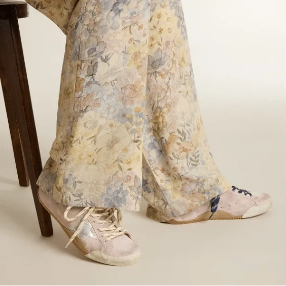 Women's True-Star In Pastel Pink Suede With Silver Star And Heel Tab - Image 4