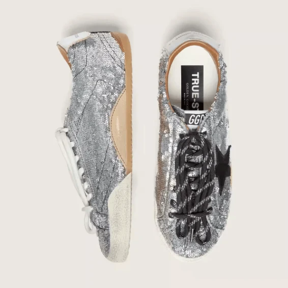 Women's True-Star In Silver Sequins With Black Star And Silver Leather Heel Tab - Image 4
