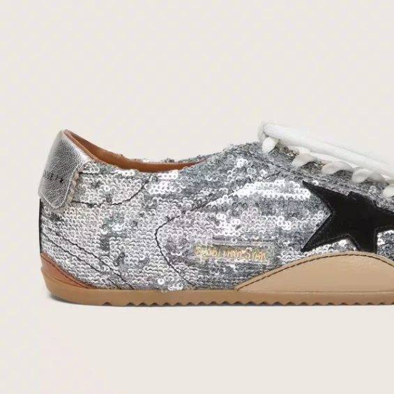 Women's True-Star In Silver Sequins With Black Star And Silver Leather Heel Tab - Image 5