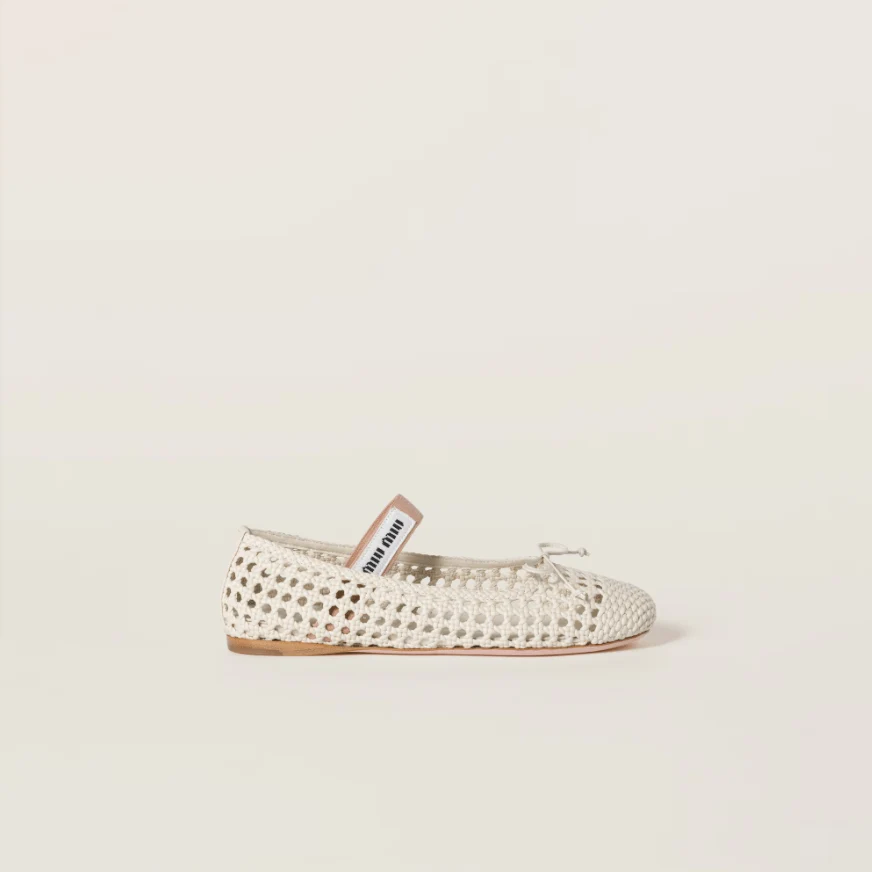 Miu Miu Mesh-Design Ballet Flats - Image 4