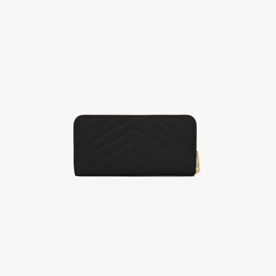 Yves Saint Laurent Zip Around Wallet In Grain De Poudre Leather - Image 2