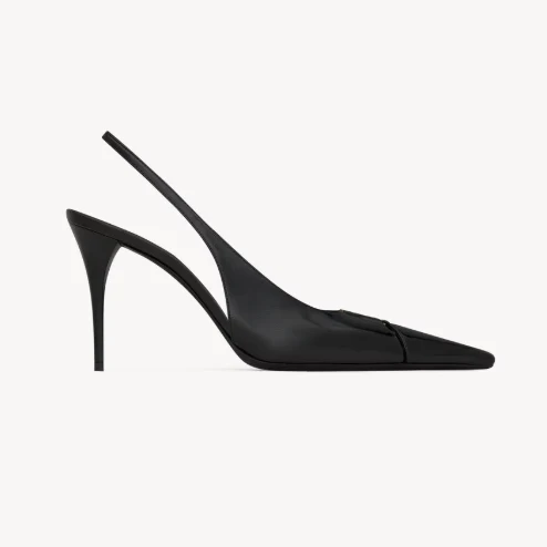 Yves Saint Laurent BabyLone Breteuil Slingback Pumps In Smooth Black Leather - Image 3
