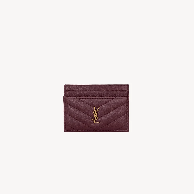 Yves Saint Laurent Cassandre Card Case In Grain De Poudre Leather