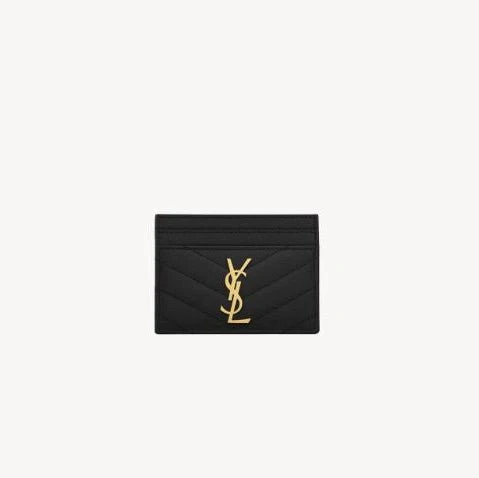 Yves Saint Laurent Cassandre Matelasse Card Case In Grain De Poudre Leather